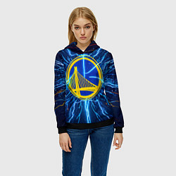 Толстовка-худи женская Голден Стэйт Уорриорз в разрядах молнии, цвет: 3D-черный — фото 2