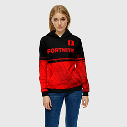 Толстовка-худи женская Fortnite - red gradient посередине, цвет: 3D-черный — фото 2