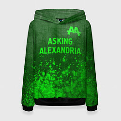 Толстовка-худи женская Asking Alexandria - green gradient посередине, цвет: 3D-черный