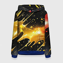 Толстовка-худи женская Оранжевая краска на черном, цвет: 3D-синий