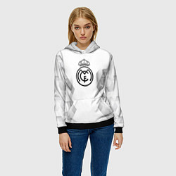 Толстовка-худи женская Real Madrid white poly, цвет: 3D-черный — фото 2