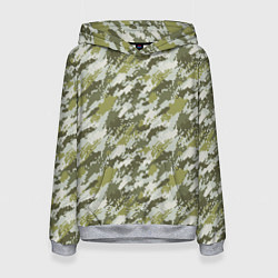 Толстовка-худи женская Пиксельный камуфляж, цвет: 3D-меланж