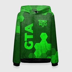 Толстовка-худи женская GTA - green gradient вертикально, цвет: 3D-черный