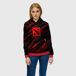 Толстовка-худи женская Dota 2 - красные потертости, цвет: 3D-красный — фото 2