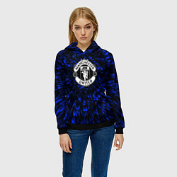 Толстовка-худи женская Manchester United blue energy, цвет: 3D-черный — фото 2