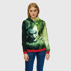 Толстовка-худи женская Джокер зеленый дым, цвет: 3D-красный — фото 2