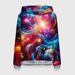 Толстовка-худи женская Colorfull neon space clouds - ai art fantasy, цвет: 3D-меланж