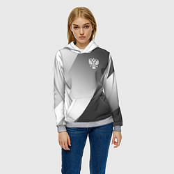 Толстовка-худи женская Герб России серый градиент, цвет: 3D-меланж — фото 2