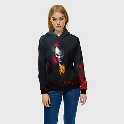 Толстовка-худи женская Джокер в красной краске, цвет: 3D-черный — фото 2