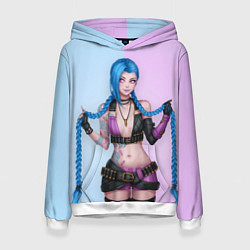 Толстовка-худи женская League of Legends - Jinx, цвет: 3D-белый