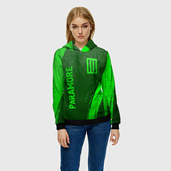 Толстовка-худи женская Paramore - green gradient вертикально, цвет: 3D-черный — фото 2