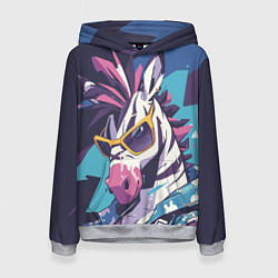 Толстовка-худи женская Модная зебра, цвет: 3D-меланж