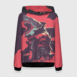 Толстовка-худи женская Орущая акула, цвет: 3D-черный