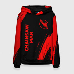 Толстовка-худи женская Chainsaw Man - red gradient вертикально, цвет: 3D-черный