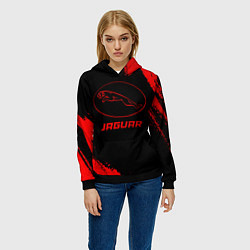 Толстовка-худи женская Jaguar - red gradient, цвет: 3D-черный — фото 2