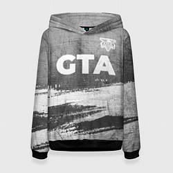 Толстовка-худи женская GTA - grey gradient посередине, цвет: 3D-черный