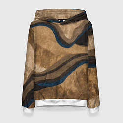 Толстовка-худи женская Песочная абстракция, цвет: 3D-белый