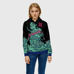 Толстовка-худи женская Metallica - robot city, цвет: 3D-синий — фото 2