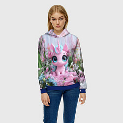 Толстовка-худи женская Милая маленькая единорожка, цвет: 3D-синий — фото 2
