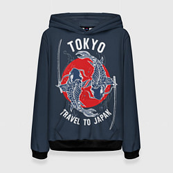Толстовка-худи женская Токио путешествие в Японию, цвет: 3D-черный