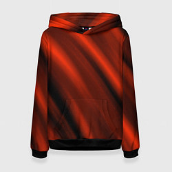Толстовка-худи женская Красно-оранжевый полосы текстурные с затемнением, цвет: 3D-черный