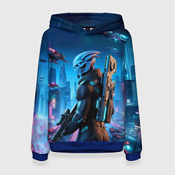 Толстовка-худи женская Mass Effect - neon glow fantastic, цвет: 3D-синий