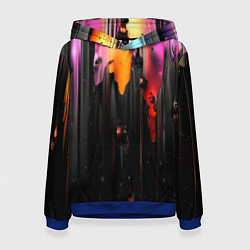 Толстовка-худи женская Разноцветная рельефная краска текстура, цвет: 3D-синий
