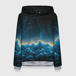 Толстовка-худи женская Облака и черное небо текстура, цвет: 3D-меланж