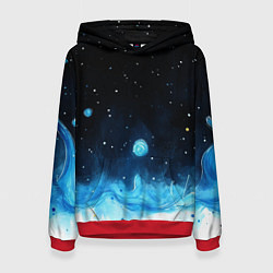 Толстовка-худи женская Синяя светящееся краска, цвет: 3D-красный