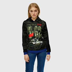 Толстовка-худи женская Танк Т-62 советский средний танк, цвет: 3D-синий — фото 2