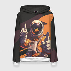Толстовка-худи женская Птичий астронавт, цвет: 3D-белый