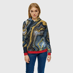 Толстовка-худи женская Золотые диагонали, цвет: 3D-красный — фото 2