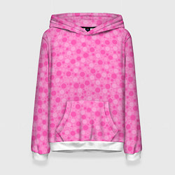 Толстовка-худи женская Малиново розовые пузыри и горохи, цвет: 3D-белый