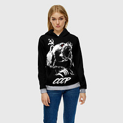 Толстовка-худи женская Суровый медведь из СССР, цвет: 3D-меланж — фото 2