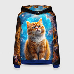 Толстовка-худи женская Манчкин в космосе, цвет: 3D-синий