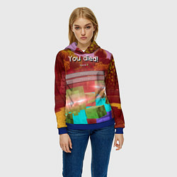 Толстовка-худи женская Try again - Minecraft, цвет: 3D-синий — фото 2