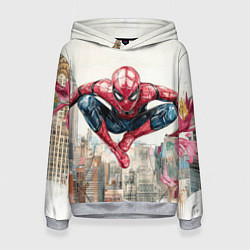 Толстовка-худи женская Человек паук паркур, цвет: 3D-меланж