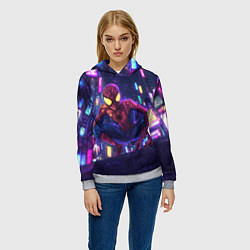 Толстовка-худи женская Человек паук с желтыми глазами, цвет: 3D-меланж — фото 2