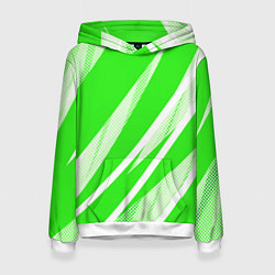 Женская толстовка Яблочный зелёный абстракция с полосами