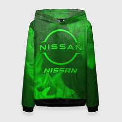 Толстовка-худи женская Nissan - green gradient, цвет: 3D-черный