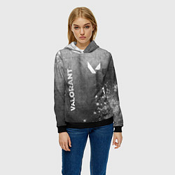 Толстовка-худи женская Valorant - grey gradient вертикально, цвет: 3D-черный — фото 2