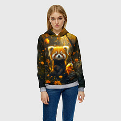 Толстовка-худи женская Умилительная красная панда, цвет: 3D-меланж — фото 2