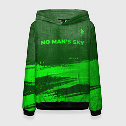Толстовка-худи женская No Mans Sky - green gradient посередине, цвет: 3D-черный