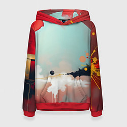 Толстовка-худи женская Сюрреалистичная абстракция, цвет: 3D-красный