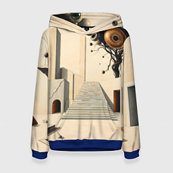 Толстовка-худи женская Архитектурный сюр, цвет: 3D-синий