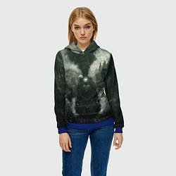 Толстовка-худи женская Ретро иллюстрация паровоза, цвет: 3D-синий — фото 2