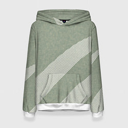 Толстовка-худи женская Светлый серо-зелёный абстрактный, цвет: 3D-белый