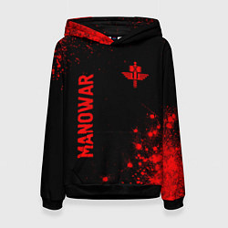 Толстовка-худи женская Manowar - red gradient вертикально, цвет: 3D-черный
