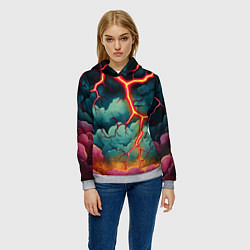 Толстовка-худи женская Молнии в виде разлома, цвет: 3D-меланж — фото 2