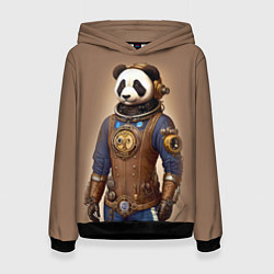 Толстовка-худи женская Крутой панда в стиле стимпанк, цвет: 3D-черный